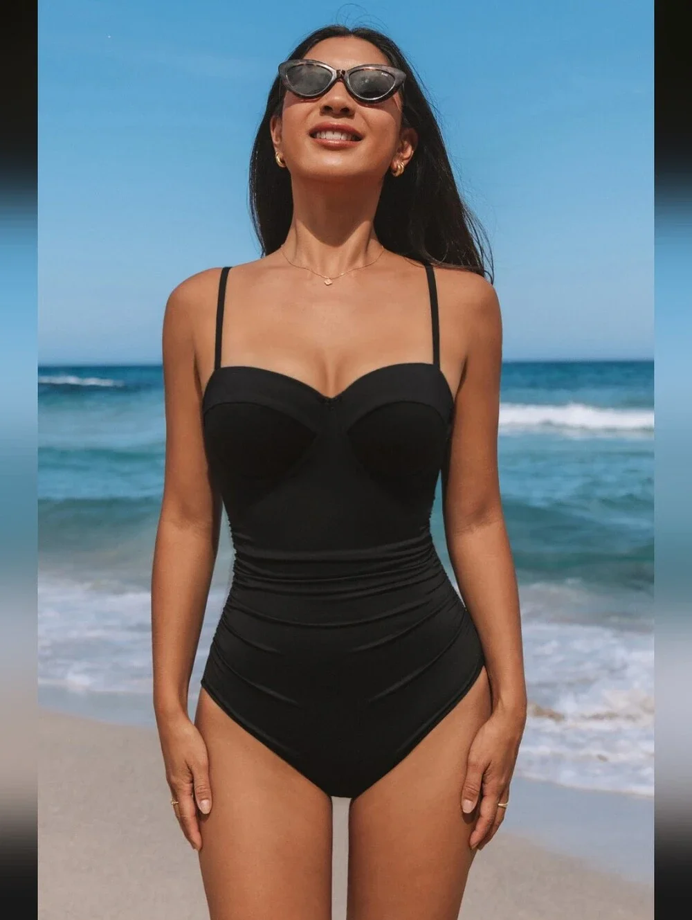 Cupshe Retro Nostalgia Slim & Sculpt One-Piece Swimsuit- 34B